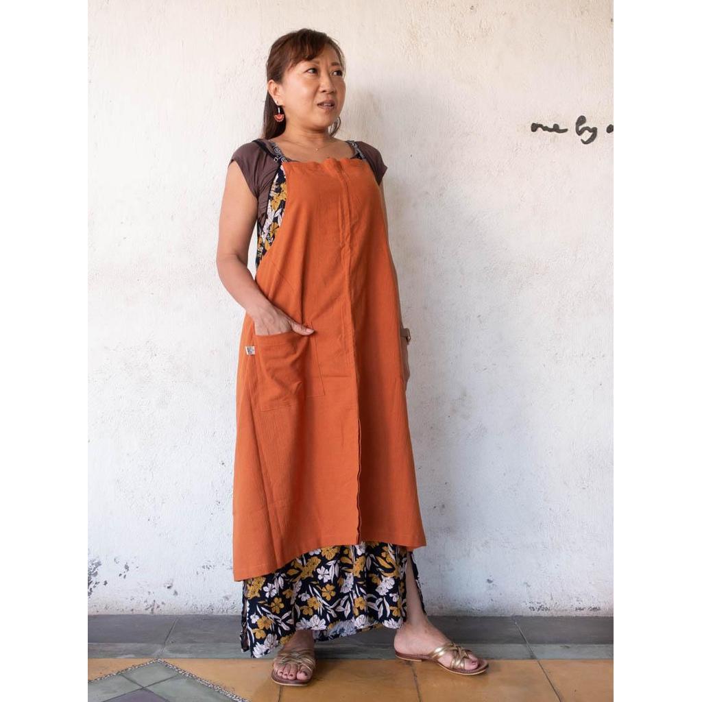 Linen apron masak (Brown) — foto 2