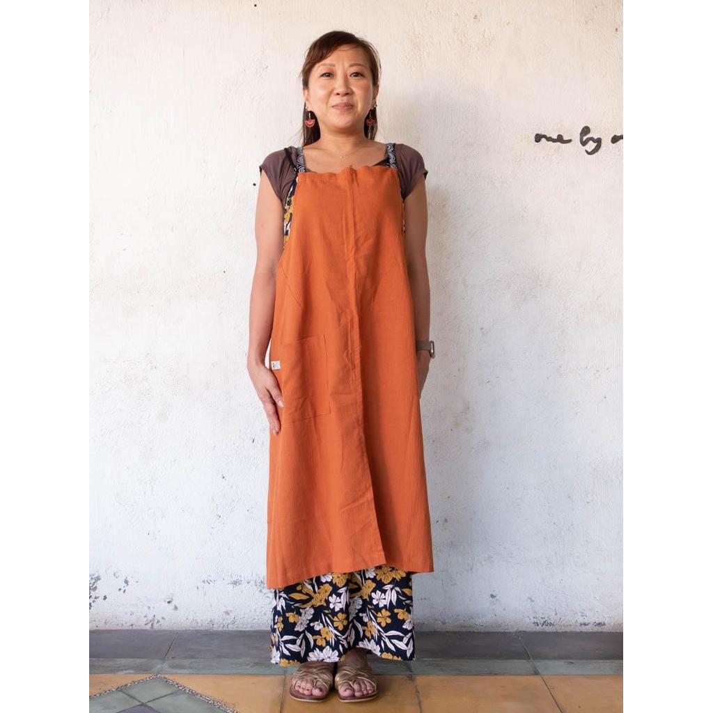 Linen apron masak (Brown)