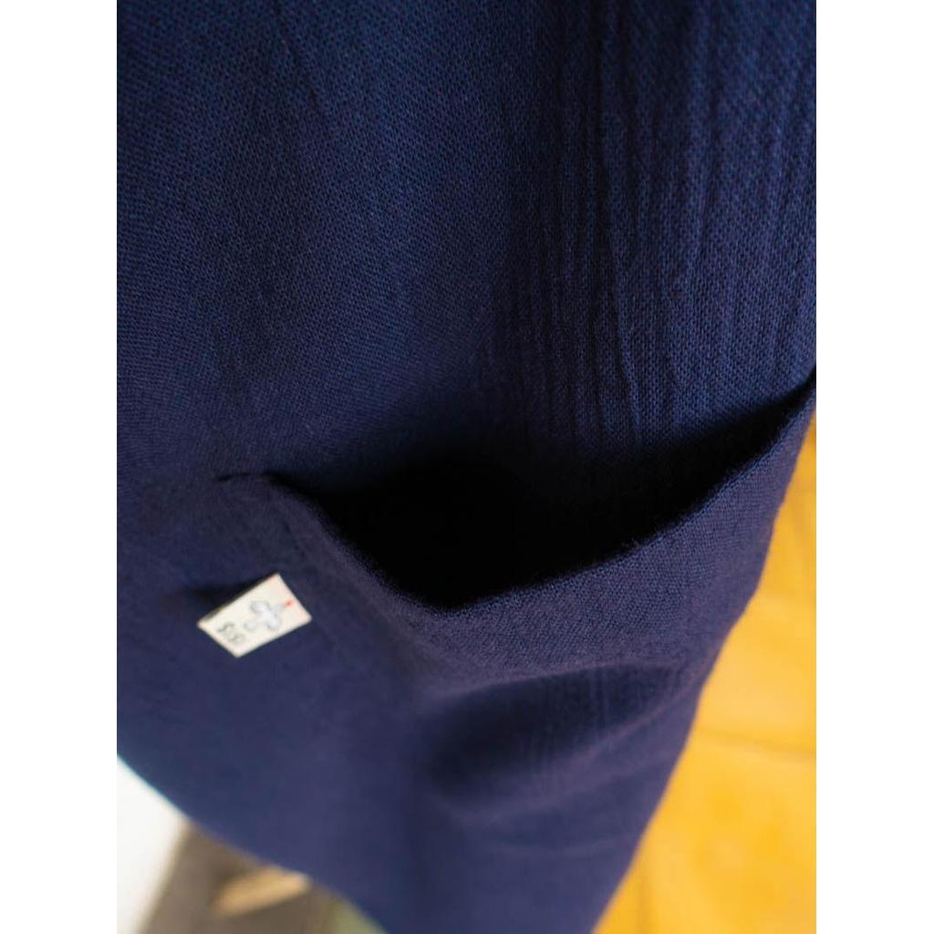 Linen apron masak (Navy) — foto 4