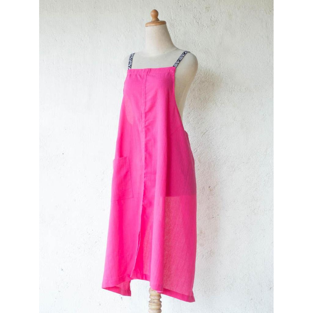 Linen apron masak (Pink)