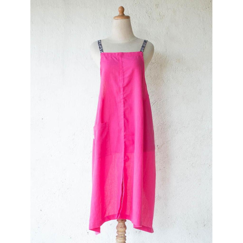 Linen apron masak (Pink)