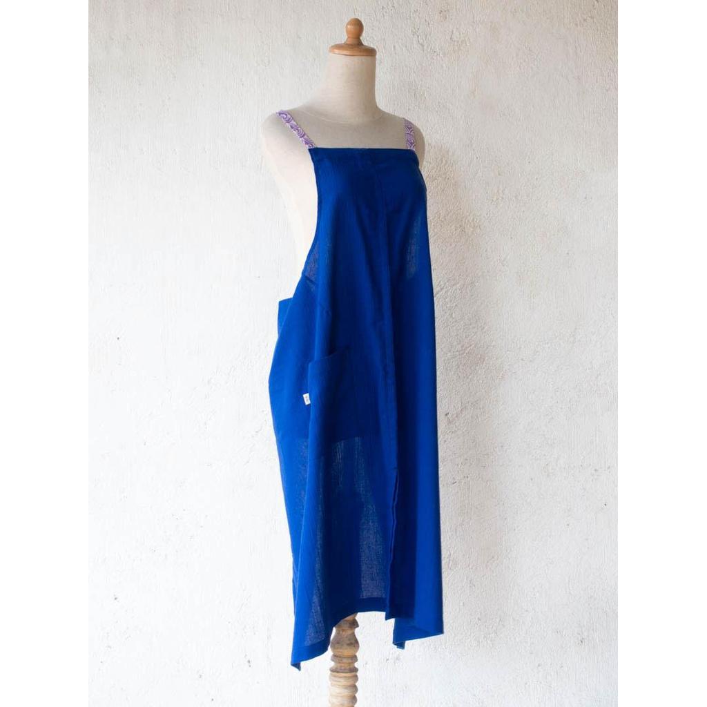 Linen apron masak (Blue) — foto 3