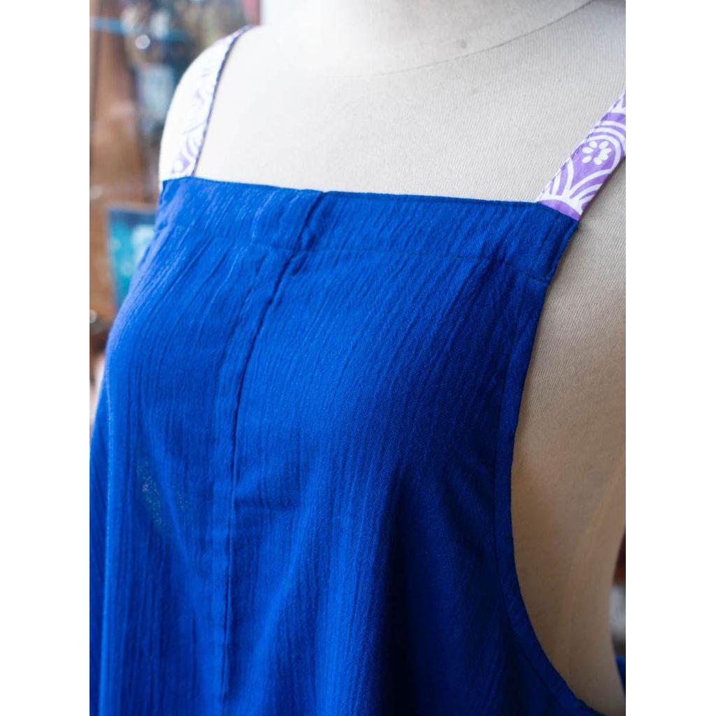Linen apron masak (Blue) — foto 5
