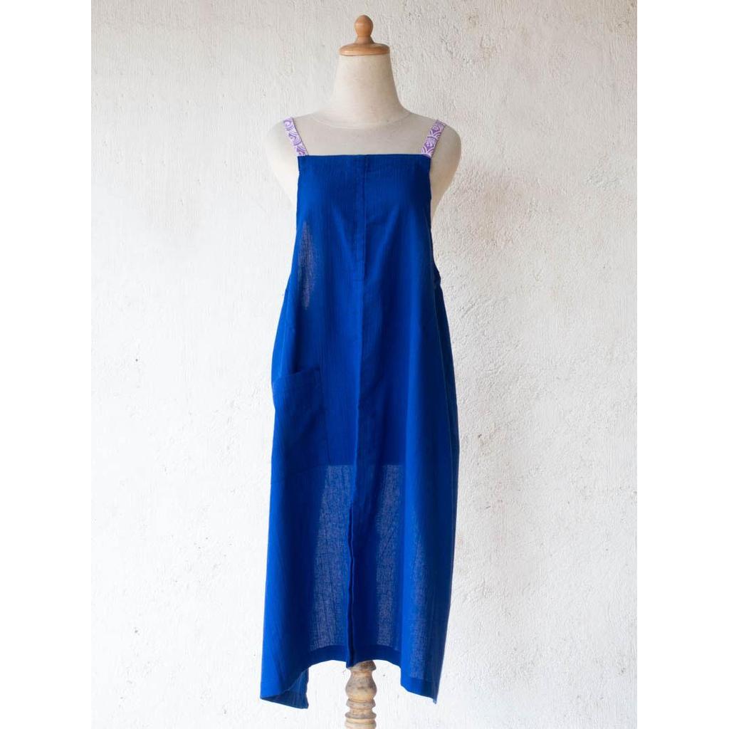 Linen apron masak (Blue)