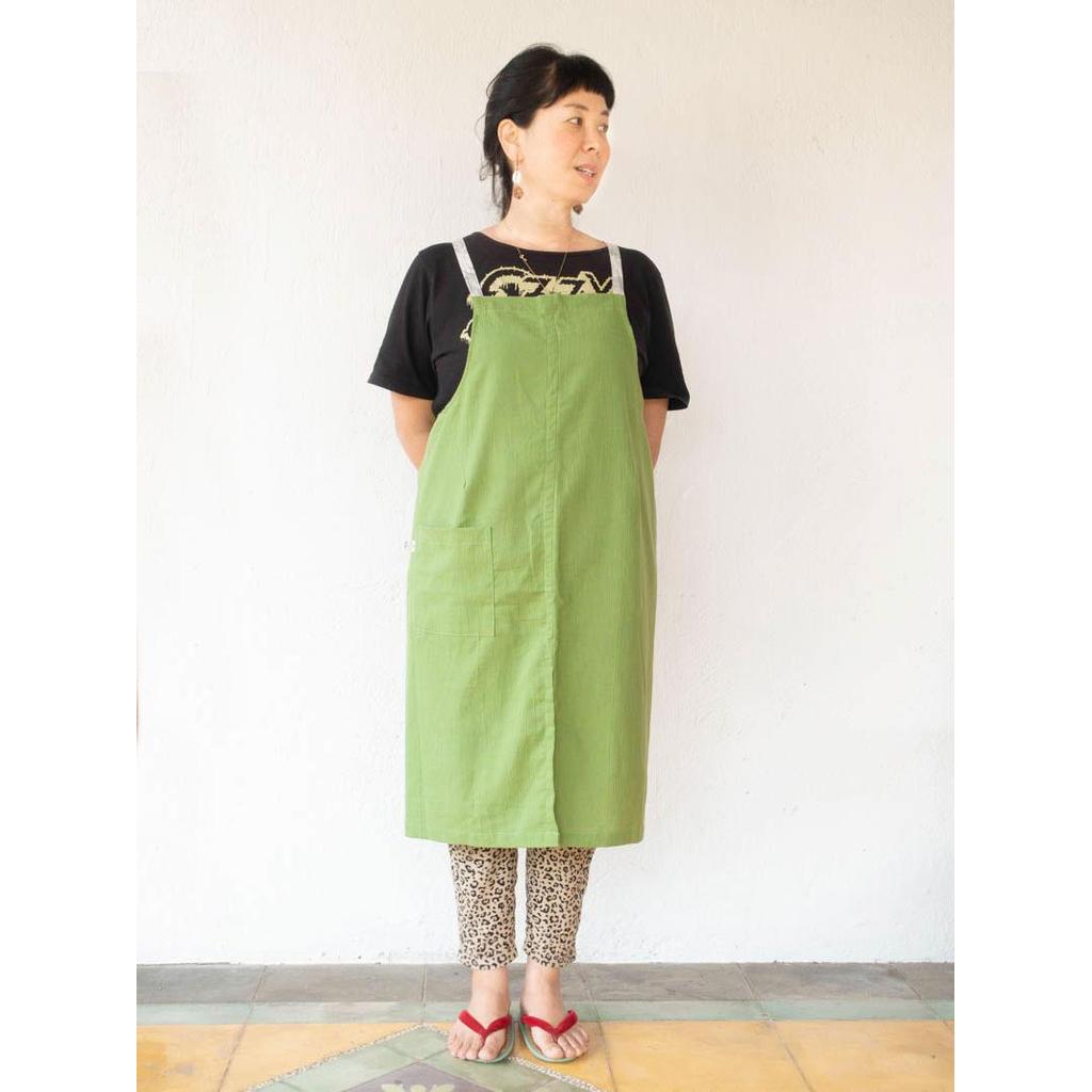 Linen apron masak (Green)