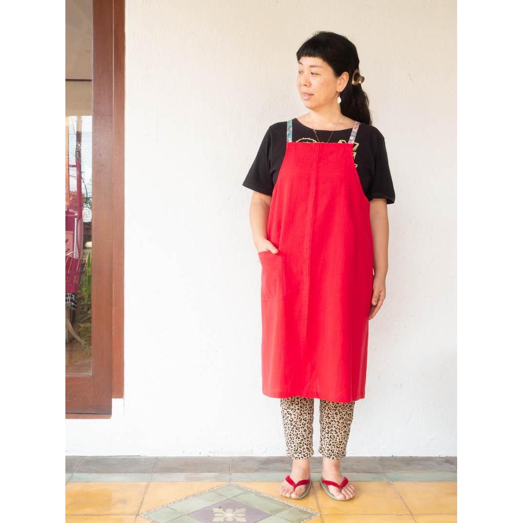 Linen apron masak (Red) — foto 4
