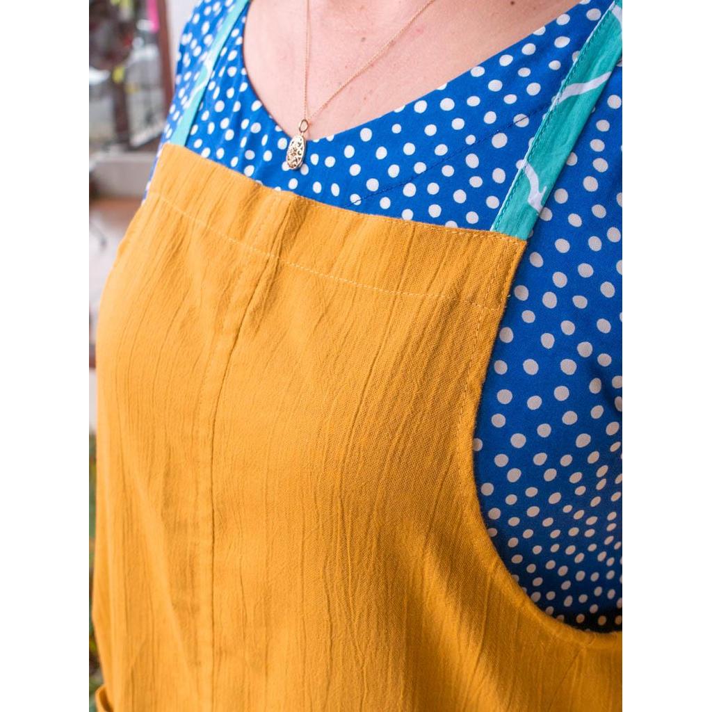 Linen apron masak (Mustard) — foto 2