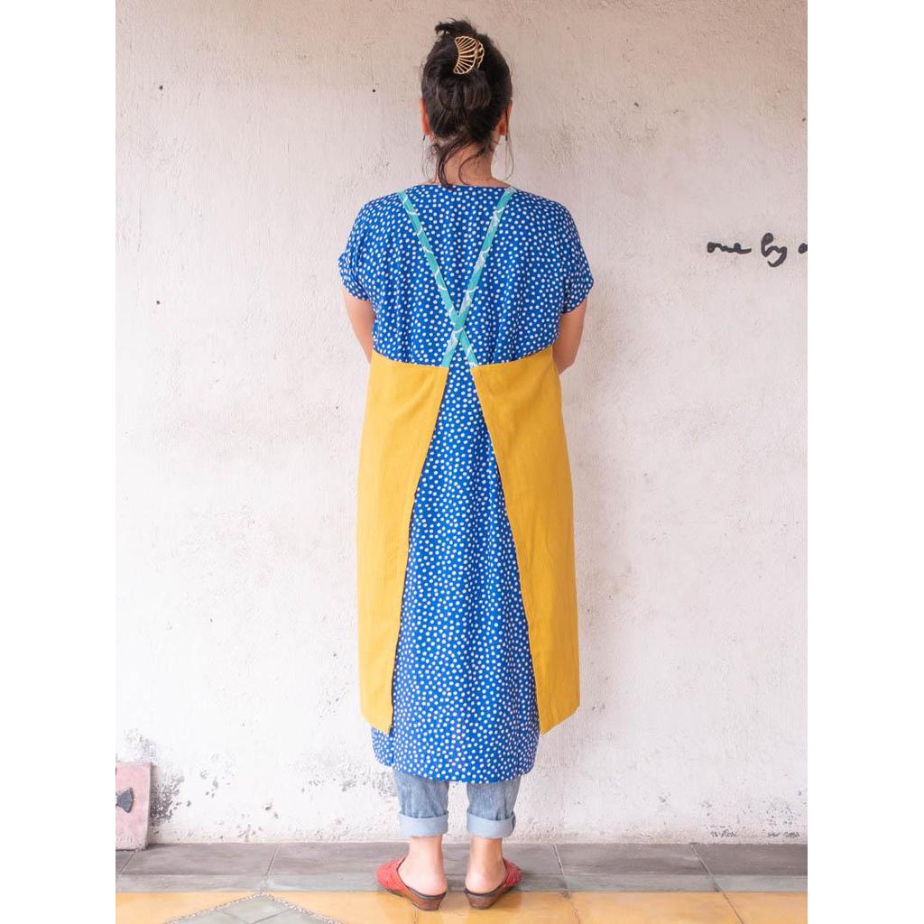 Linen apron masak (Mustard) — foto 3