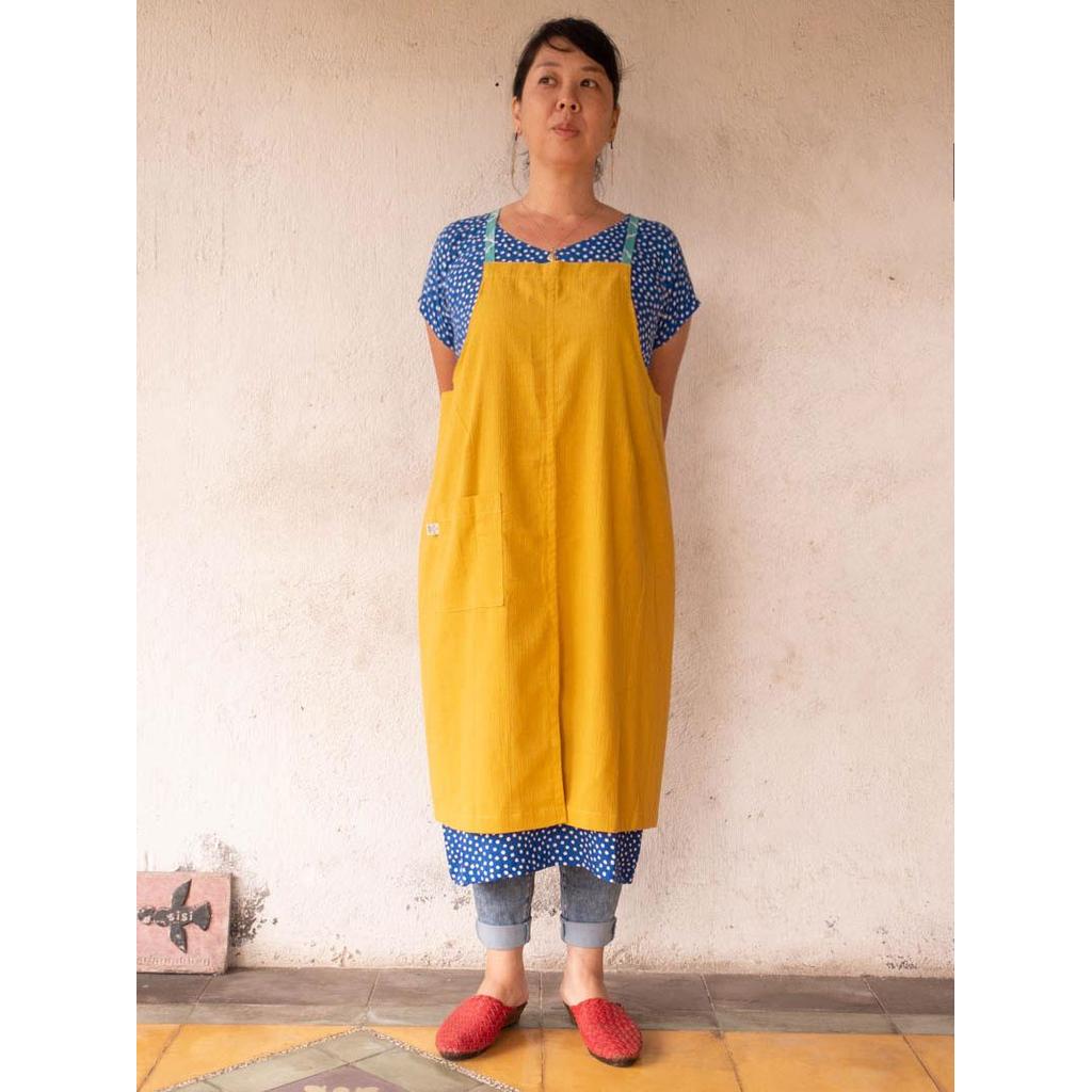 Linen apron masak (Mustard)