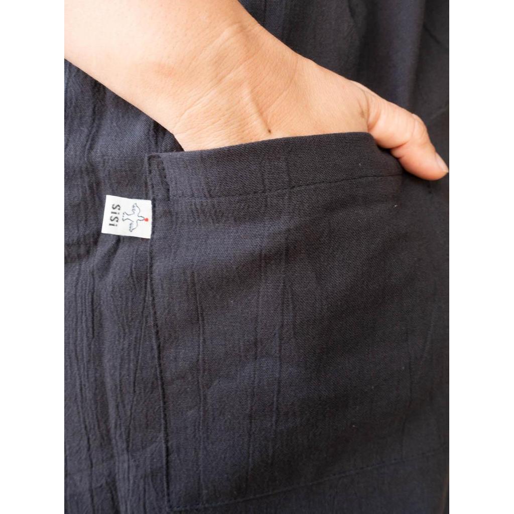 Linen apron masak (Hitam) — foto 3