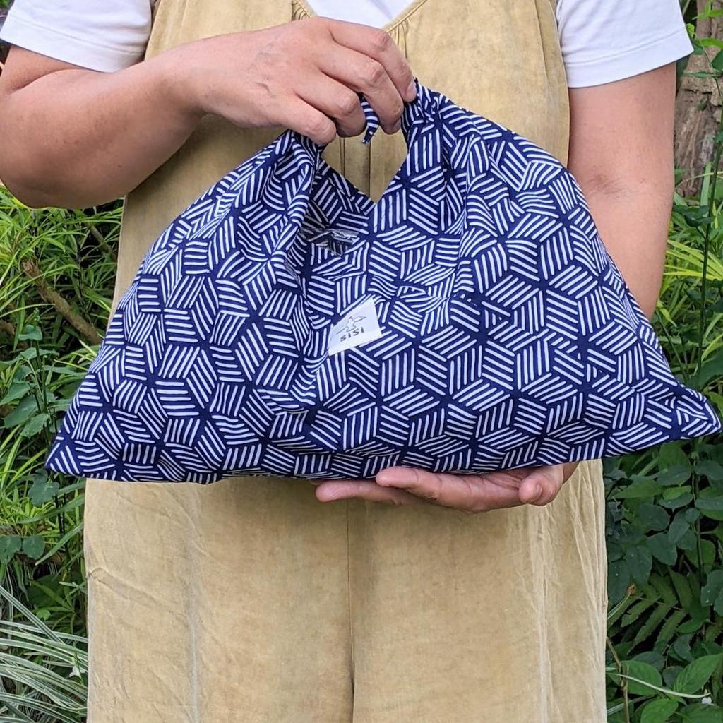 Tas Batik Azuma Bag Model Origami Japanese Style - SISI Eco Bag Katun Size M — Navy