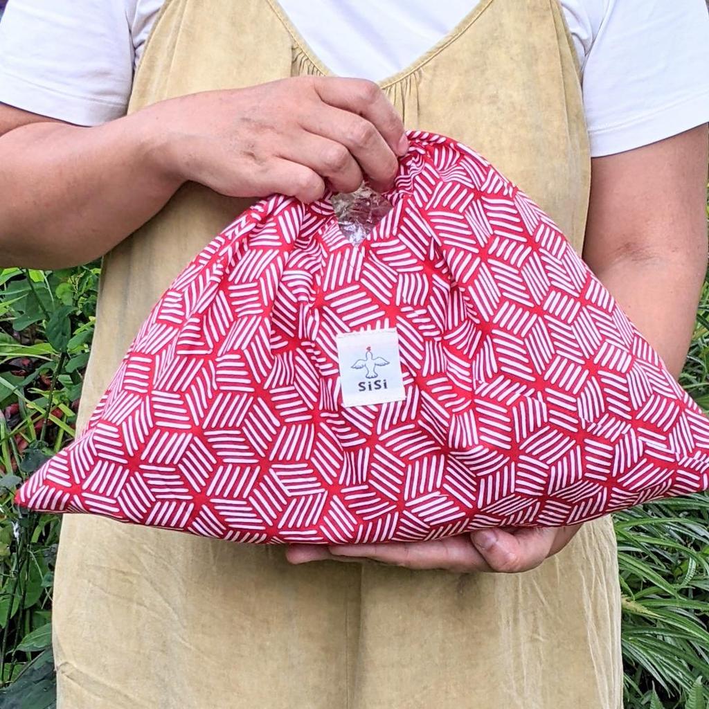 Tas Batik Azuma Bag Model Origami Japanese Style - SISI Eco Bag Katun Size M — Merah